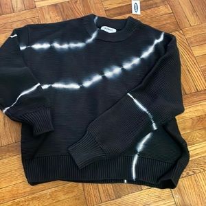 NWT black Old Navy knit sweater with white tie dye detailing. Size small.